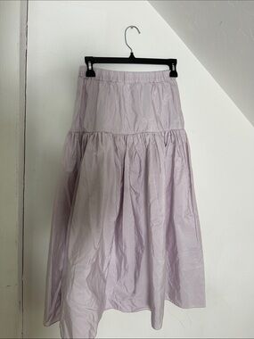 Tanya Taylor Light Lavender Tiered Midi Skirt